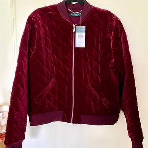 NWT Lauren Quilted Velvet Bomber Jacket